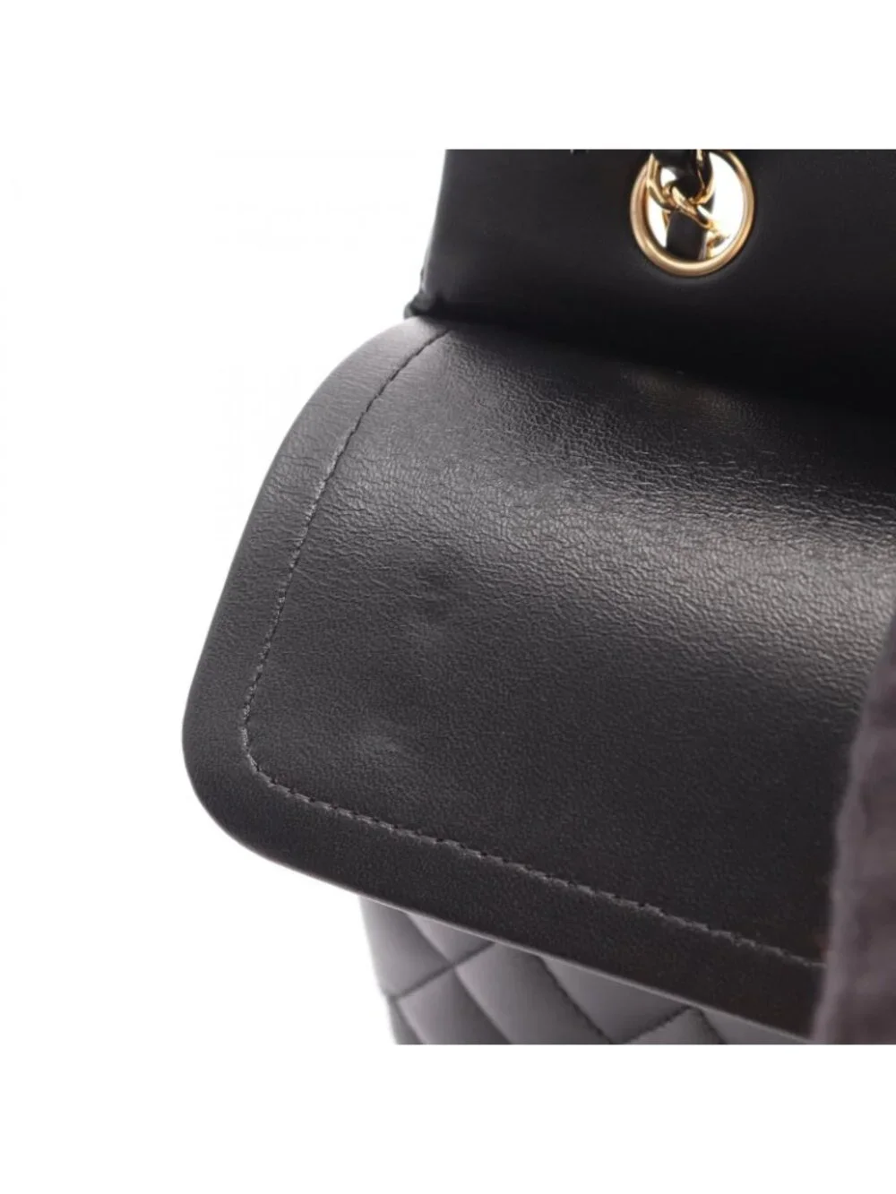 Chanel Shoulder Bag Quilted Double Flap Black Lambskin Chain
